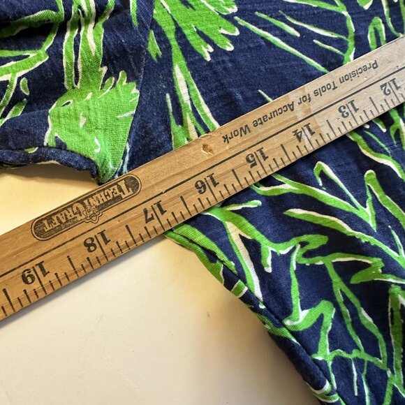 Lilly Pulitzer Floral Cotton Top 3/4 Sleeve Boatneck Womens Large Navy Blue - Picture 5 of 5